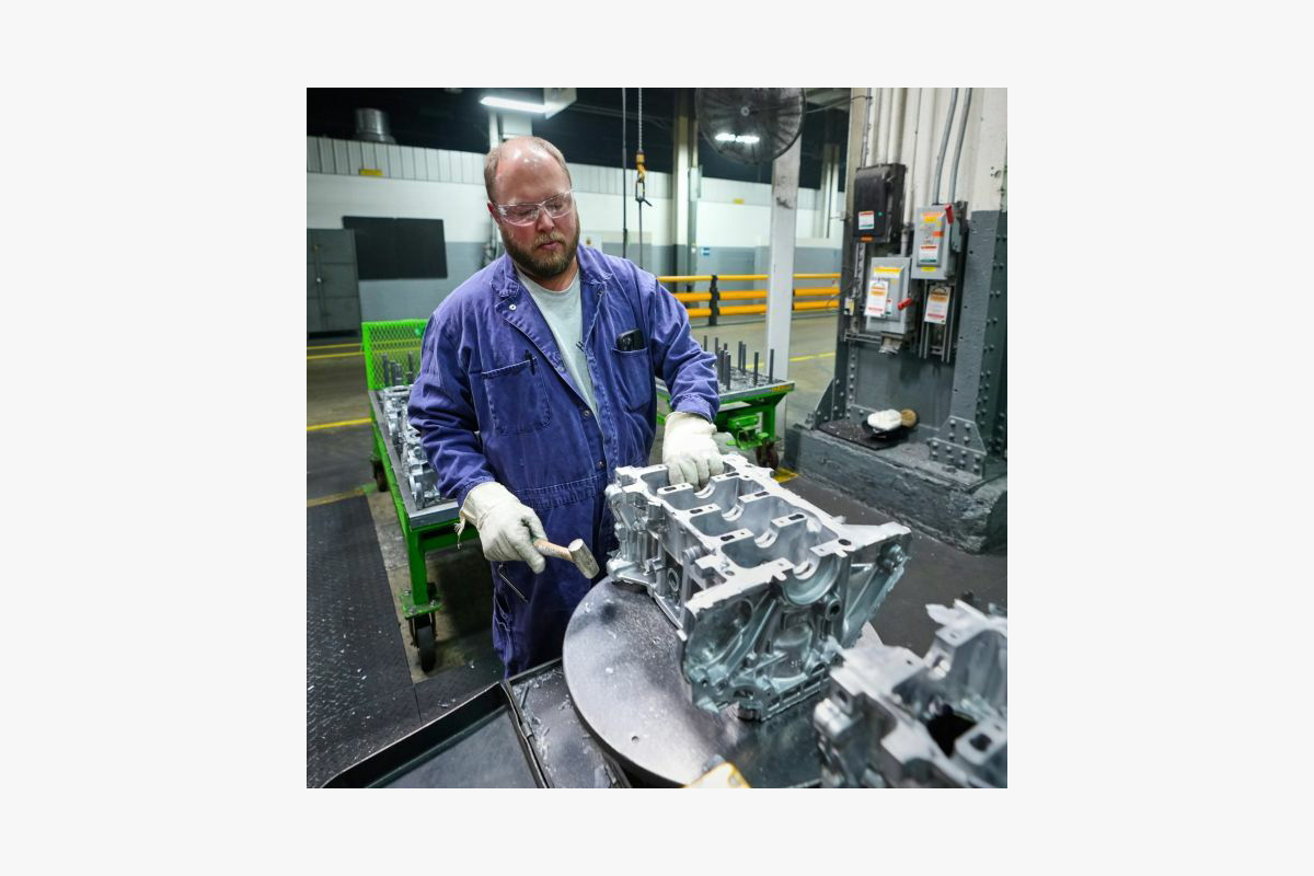 An employee working at General Motors Bedford Casting Operations