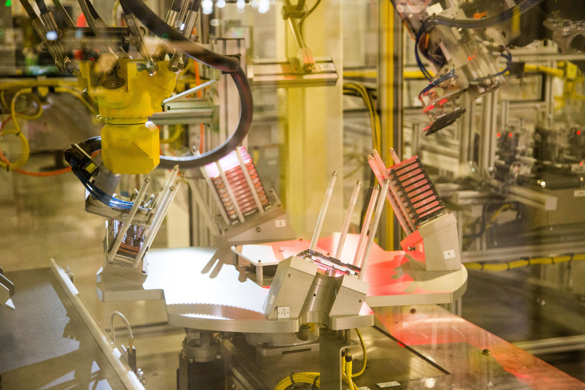 Production line robot completes step in battery production step