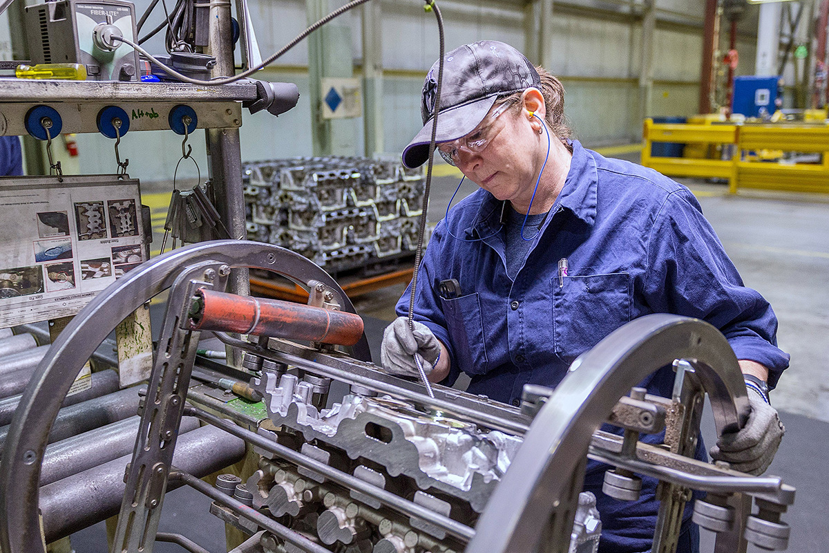 An employee working at General Motors Defiance Operation