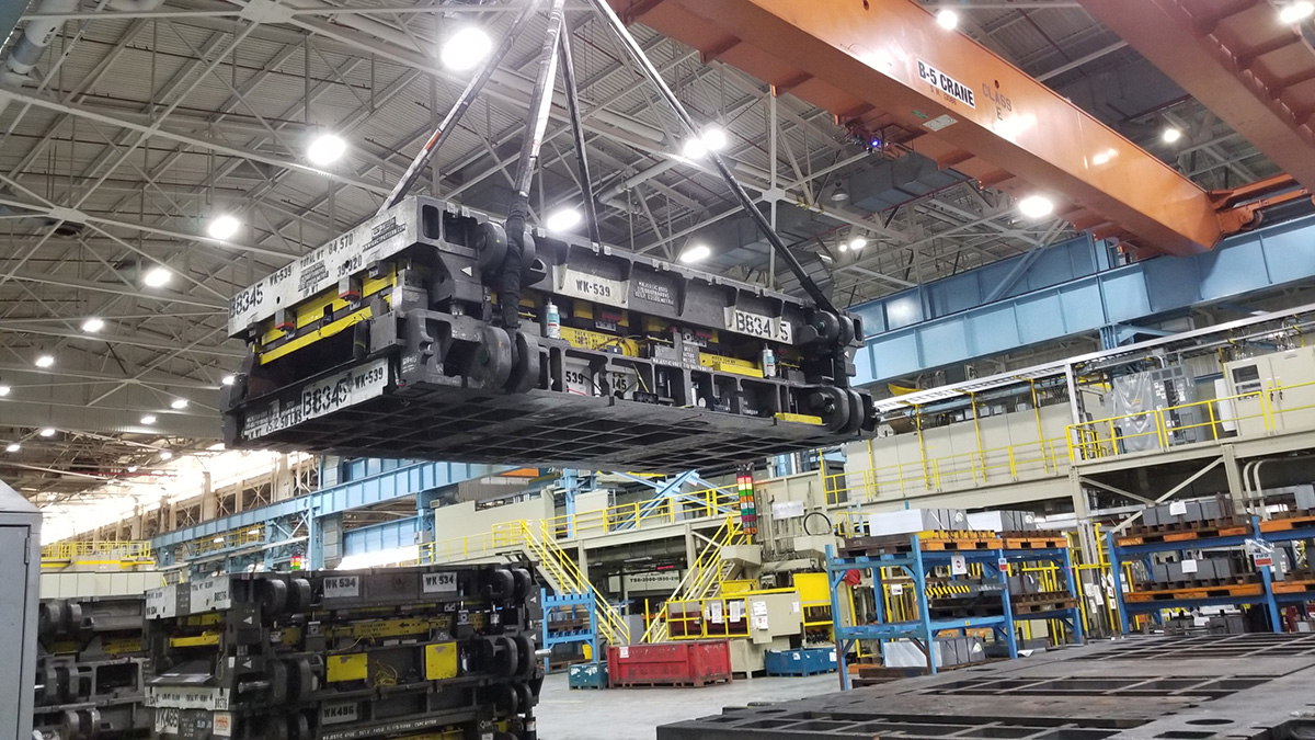 A die at Parma Metal Center which will be stamp sheet metal into vehicle parts.