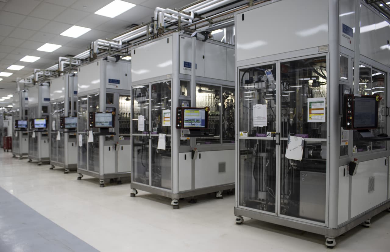 series of booths for assembling and painting small parts with individual control computers on each