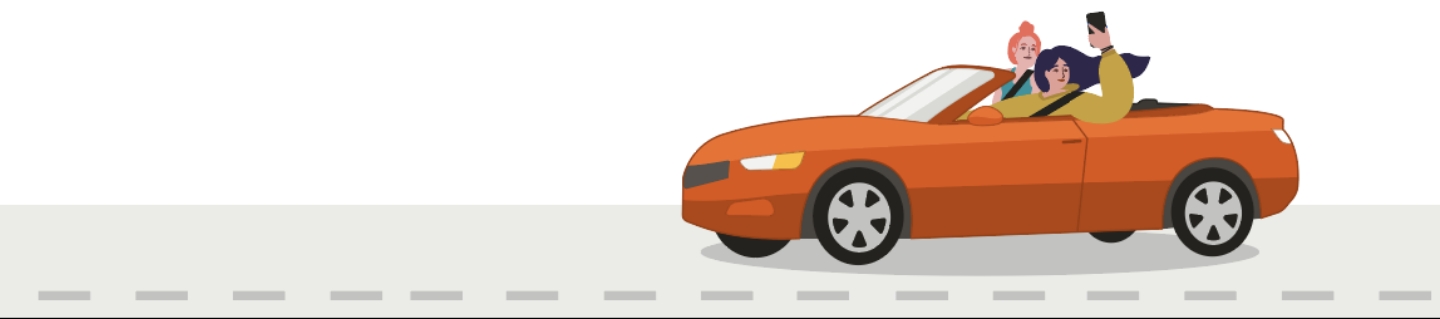Two Friends in a Convertible Distracted & Waving Phone Out of the Car