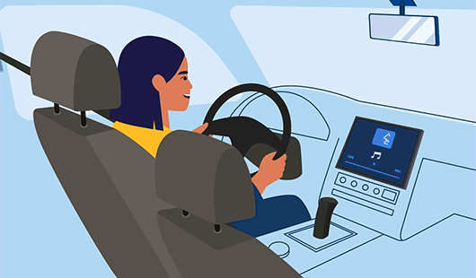 Driver Using Voice Recognition Technology in Car