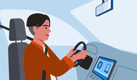 Driver Using Hands-free Calling in Vehicle