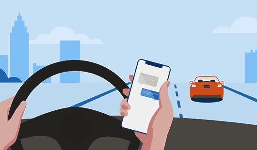 Driver Distracted by Reading Text Messages While Driving