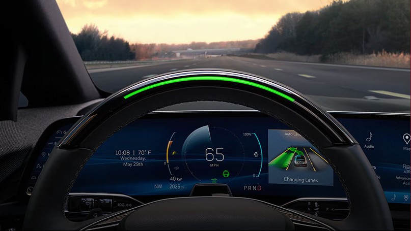 Award-winning Close-up Driver Seat View of the Super Cruise Award-winning Techology Displayed on the Dashboard